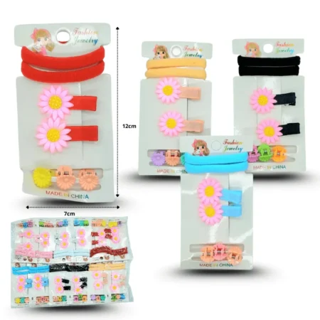 J - 025 pico par decorado 3 piojitos y 2 liga licra set 7 pzas C/12 SP27