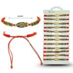 K - 006 pulsera tejida con virgen y cuentas colores en tira C/12 JNA003