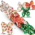 N - 065 moño satinado orejón estampado navidad en tira C/12  24W-28