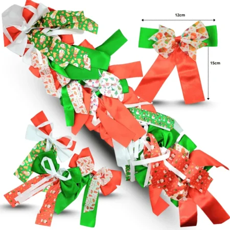 N - 066 moño estampado navideño listones en tira C/12 24W-25 o 27