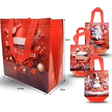 N - 082 bolsa plastificada navidad 21.5x23x10cm C/12 XH-17