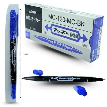 P - 070 marcador doblé punta punto fino azul C/10 B2210