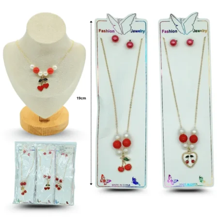 S - 002 collar cereza con par de broquel set 2 pzas C/12 JNAC-56