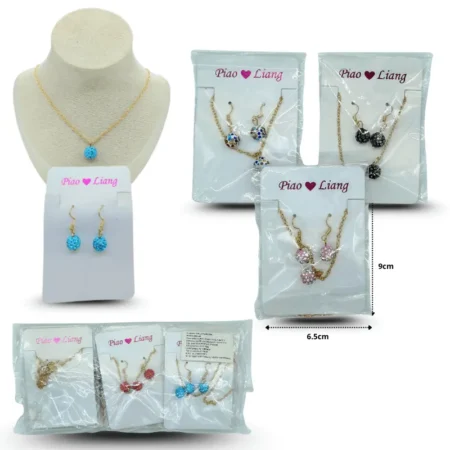 S - 010 collar orbe con par de aretes set 2 pzas C/12 25G-40