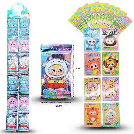 T - 024 tarjetas coleccionables bby three 3 tiras de 12 pzas C/36 254U-40