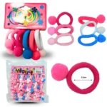 V - 037 liga con pompones set 6 pzas pastel C/12 1A-10