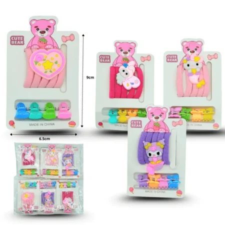 V - 052 liga licra  5 pzas 4 piojitos con decoracion sanrio set 9pzas  C/12  SP189