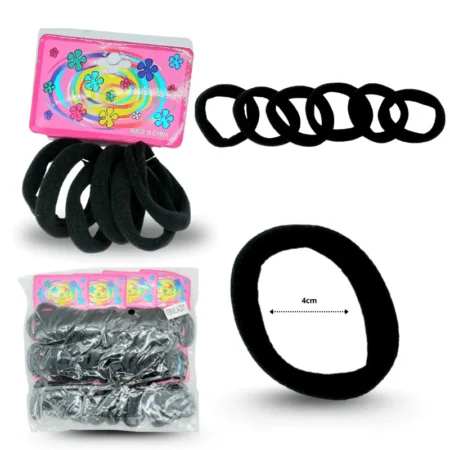 V - 068 liga licra set 6pzas negra 4cm C/12 C0011