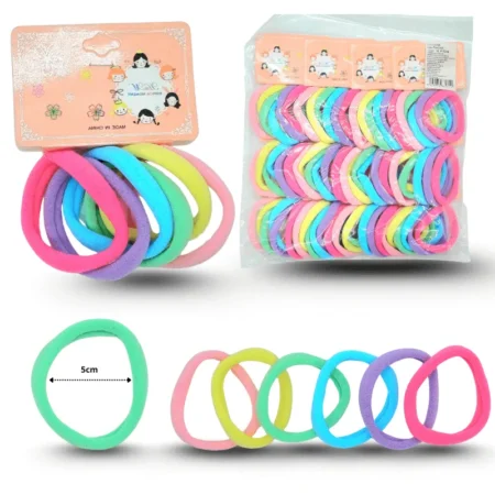 V - 095 liga licra 5cm set 6 pzas colores pastel C/12 1102-C