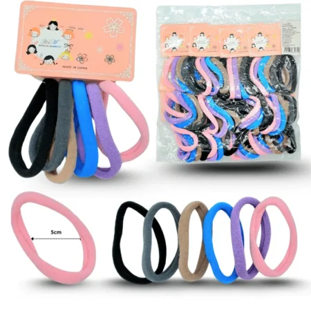 V - 096  liga licra 5cm set 6 pzas colores lila rosa gris y azul C/12 1102C