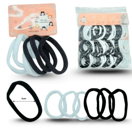 V - 097  liga licra 5cm set 6 pzas colores blanca y negra C/12 1102-C o 55c