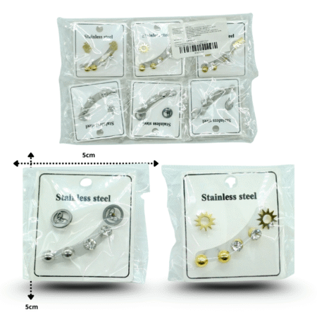 A - 623 arete broquel set 3 pares dorado y plata C/12 7137