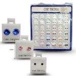 A - 650 arete zirconia colores charola azul C/36 G-15