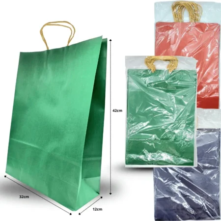 B - 001 bolsa de regalo kraft colores 42x31x12cm C/12 4H-5