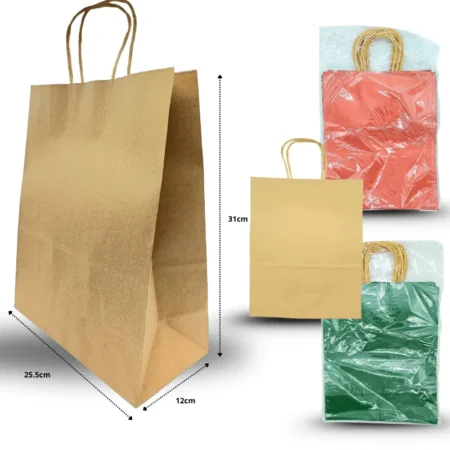 B - 065 bolsa de regalo kraft 25x31x12cm C/12 4H-2