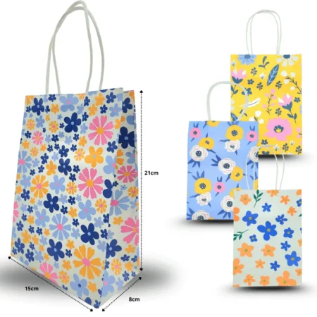 B - 080 bolsa de regalo decorada flores C/12 4H-10