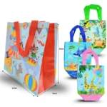 B - 087 bolsa plastificada decorada  21x23x15cm C12 7F-4