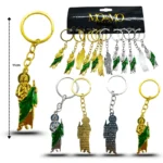 L - 091 llavero san judas manto verde dorado y plateado grande C/12 9G-23