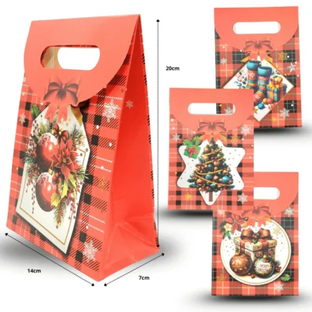 N - 107 bolsa navideña decorada cartón grueso C/12 25Q-38 o 25P-51