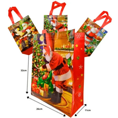 N - 224 bolsa navideña plastificada grande 32x26x11cm C/12 25J-62