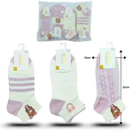 O - 334 calceta media rosa y blanco flydragon C/12 SJ JUNG