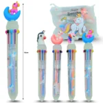 P - 062 pluma 10 tintas unicornio en bolsa decorada C/12 ALB MOR
