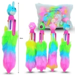 P - 071 pluma peluche arcoíris 6 tintas en bolsa cierre a presión C/12 ALB MOR