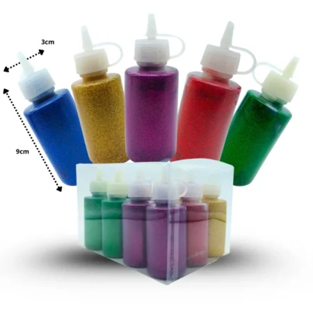 P - 966 pegamento con brillante colores surtidos C/12 UD-8009