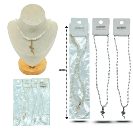 S - 316 collar perlas con dije serpiente C/12 6270