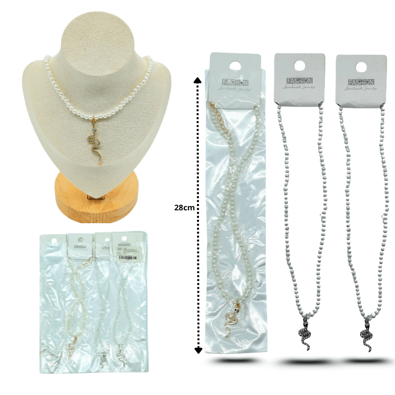 S - 316 collar perlas con dije serpiente C12 6270