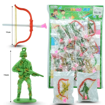 T - 042 juguete en planilla soldado con arco y flecha C/20 1D-6