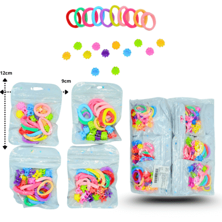 V - 356 set de liga licra y piojitos en bolsa cierre a presión C/12 6181