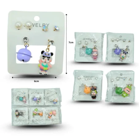 A - 004 arete cascabel y muñeca con 2 pares de broqueles set3 pzas C/12 K-13