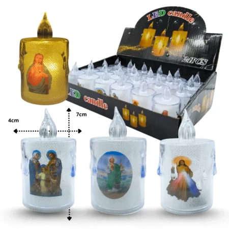 D - 057 vela led religiosa mediana 7cm C/24 1-1H-2