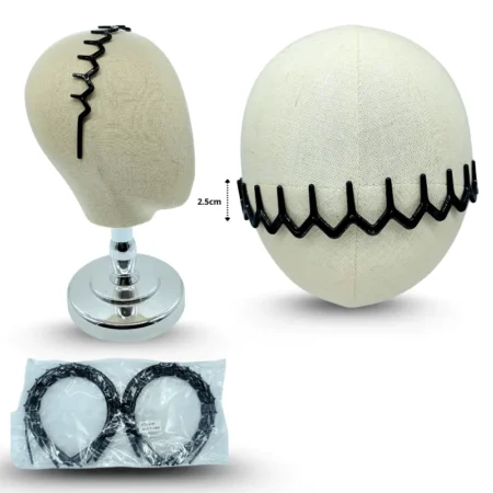 E - 001 diadema negra brillosa dentada C/12 62