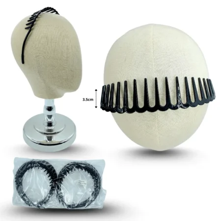 E - 004 diadema negra dentada brillosa C/12 64