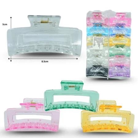 F - 010 pinza rectangular hueca translucida 8.5cm C/12 TA-1501-34