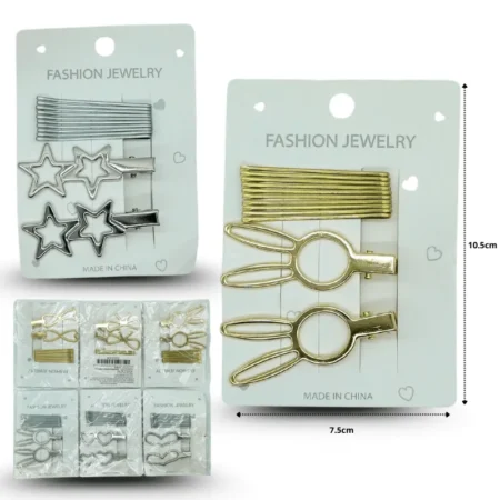 J - 041 pasador horquilla con par de picos figuras dorado y plateado C/12 5J-109