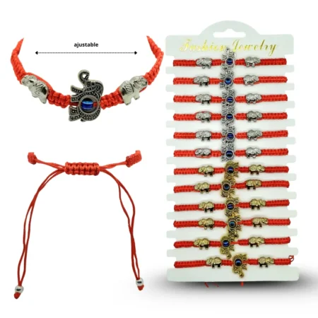 K - 048 pulsera roja tejida dije ojo turco C/12 DG23-Y27