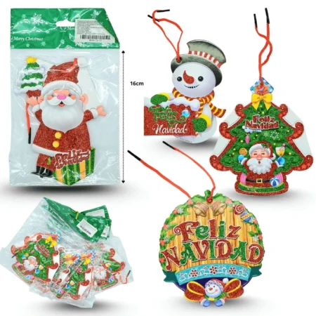 N - 001 adorno navideño colgante plastificado un solo modelo por paquete C/5 7A-12