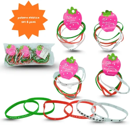 N - 205 pulsera hule decorada navidad set 6 pzas C/12 24V-24