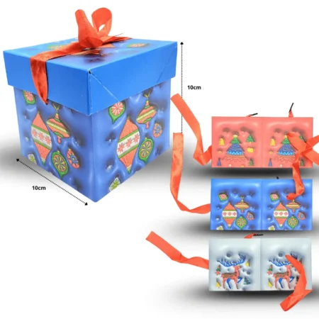 N - 215 caja de regalo navideña plegable con listón 10x10x10cm C/12 3A-10