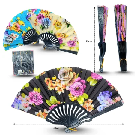 O - 190 Abanico plastico color negro varios diseños C/12 E5205 o B-58