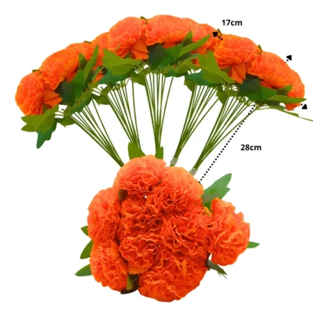 O - 785 flor naranja artificial tipo cempasuchil C/10 7-1B-1