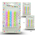 PA - 002 vela cumpleañera decorada con base set 6 pzas C/24 6C-2