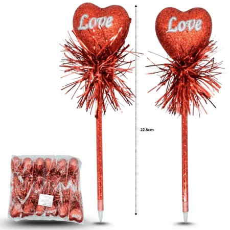 VA - 002 pluma corazón brillantina C/12 UA-2517C