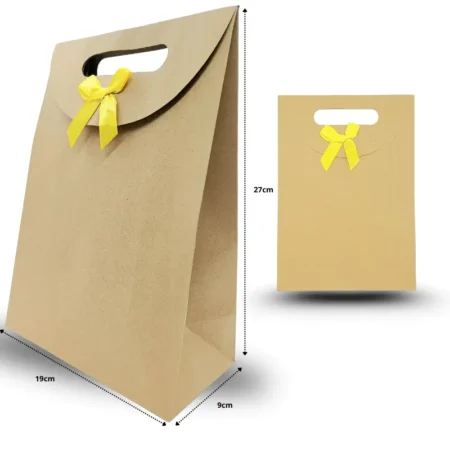 B - 015 bolsa kraft para regalo tipo sobre con broche velcro 27x19x9 C/12 D2499