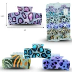 F - 002 pinza para cabello rectangular animal print 9cm C/12 25Z-25