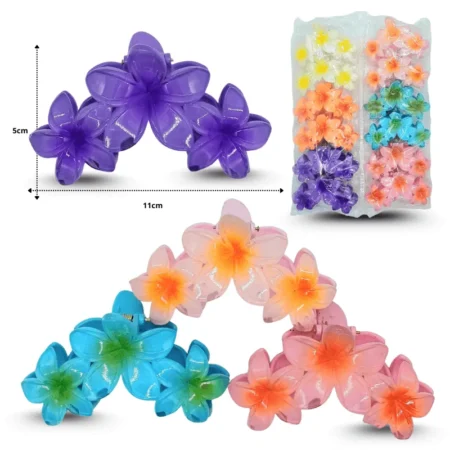 F - 025 pinza para cabello loto triple 11cm C/12 1501-48