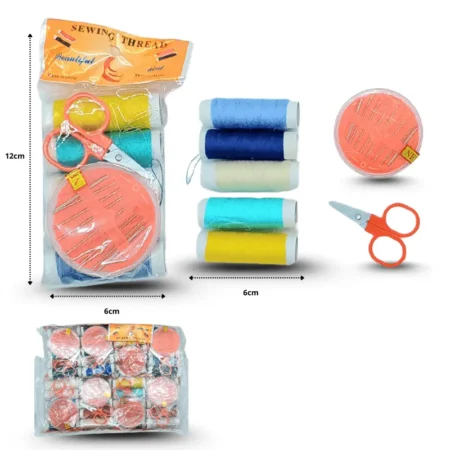 H - 001 kit de costura 5 hilos, set de agujas y mini tijera C/12 26B-13